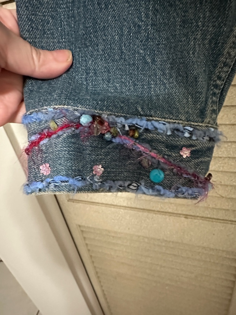 Mary Frances Blue Denim Jacket with Turquoise and Multicolor Embellishments - Picture 8 of 13